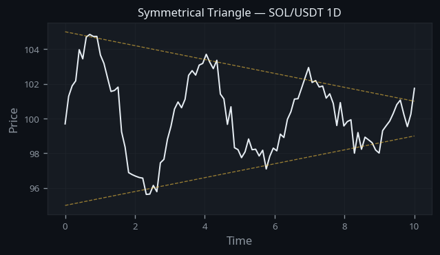 Symmetrical Triangle Pattern real example on SOL/USDT — Daily Chart