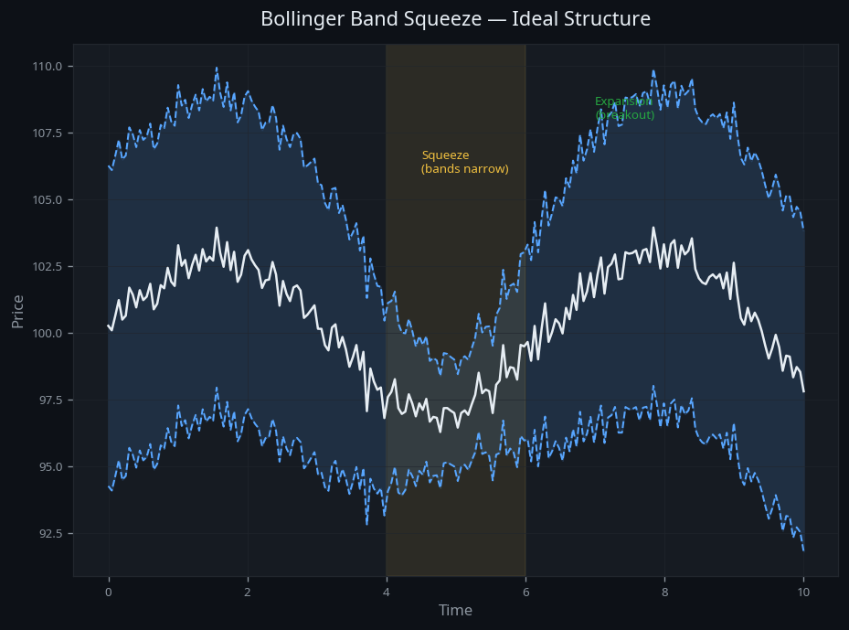 Bollinger Band Squeeze — visual diagram